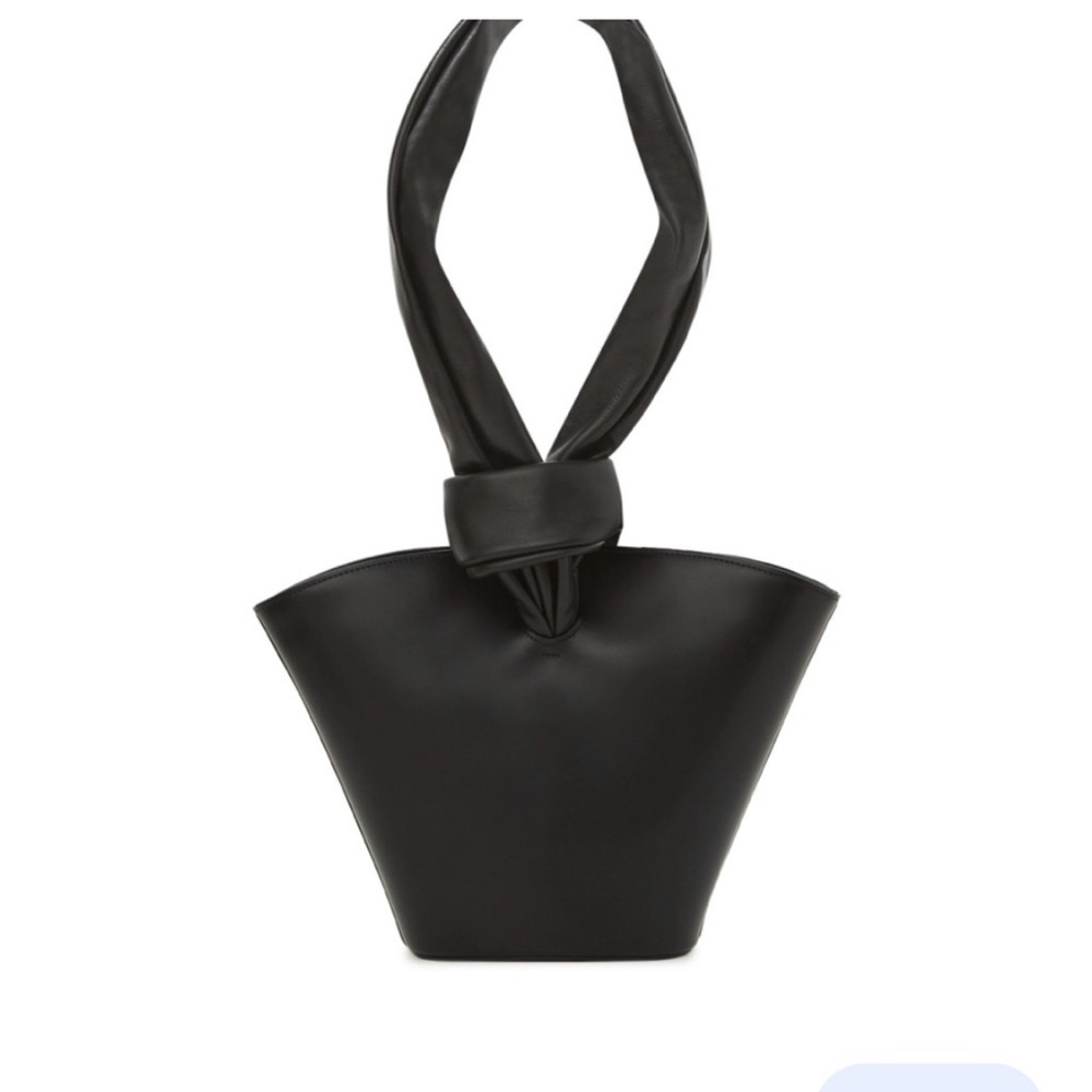 Black Leather Shoulder Bag with Gold-Tone Hardware